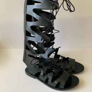 Topshop "Figtree" Zip Gladiator Black Sandals 38